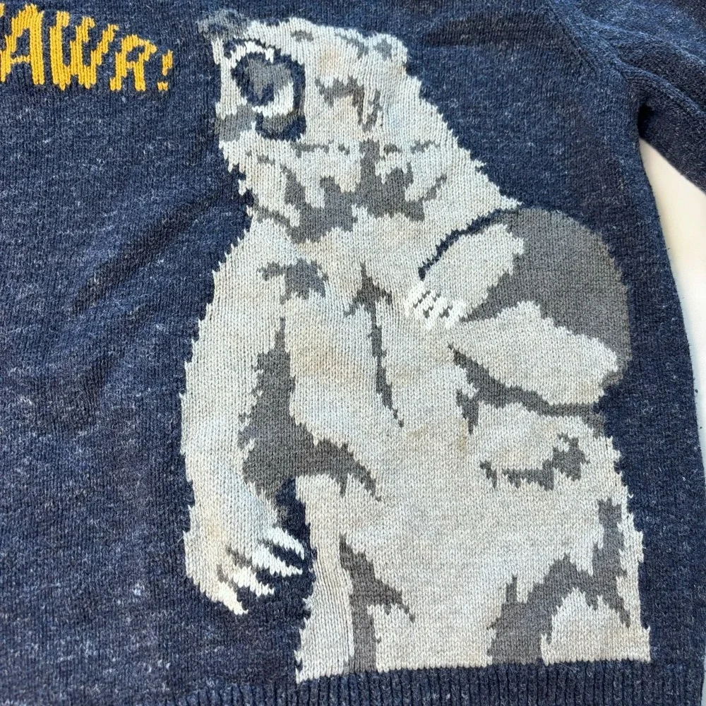 Gap‎ Boys Medium Knit Sweater Navy Blue Bear Pullover Cozy